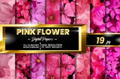Pink Flower Digital Papers Bundle Product Image 1