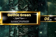 Gothic Green Digital Papers, Scary Pattern Product Image 1