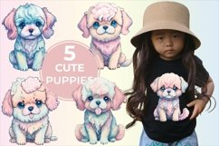 Cute Fluffy Watercolor Puppy PNG Product Image 1