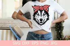 Cute Husky Dog With Bandana Animal Pet SVG File, Shirt SVG Product Image 2