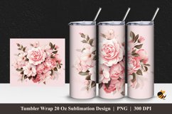 Pink Pale Flower Tumbler Wrap Sublimation Design 1 Product Image 1