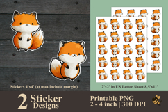 Cute Fox Sticker Designs PNG Product Image 1