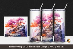 Tree Art Tumbler Wrap Sublimation Design 1 Product Image 1