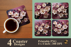 Sakura Whisper Falling Coaster Sublimation Design Product Image 1