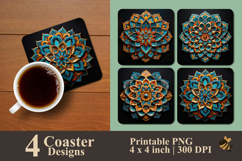 Mosaic Mandala Coaster Sublimation Design Product Image 1