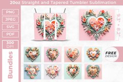 Heart 3D Tumbler Wrap Bundle | 3D Love Sublimation Wrap Product Image 1