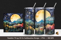 Nature Night Tumbler Wrap Sublimation Design 1 Product Image 1
