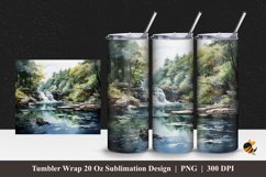 Nature River Tumbler Wrap Sublimation Design 1 Product Image 1