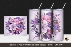 Valentine Flowers Tumbler Wrap Sublimation Design 1 Product Image 1