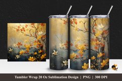 Forest Flowers Tumbler Wrap Sublimation Design 1 Product Image 1