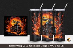 Burning Motorbike Tumbler Wrap Sublimation Design 1 Product Image 1