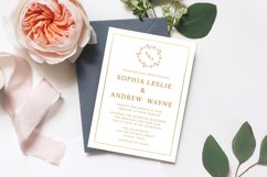 Gold Leafy Crest Monogram Wedding Invitation Product Image 2