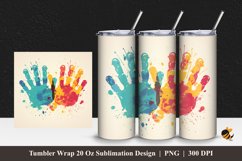 Colored Hand Prints Tumbler Wrap Sublimation Design 1 Product Image 1