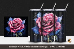 Water Splash Rose Tumbler Wrap Sublimation Design 1 Product Image 1