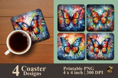 Colorful Butterfly And Wall Coaster Sublimation Designs Product Image 1