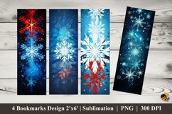 Snowflake Centered Bookmarks Sublimation Design Product Image 1