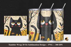 Handdrawn Cute Cat Tumbler Wrap Sublimation Design 1 Product Image 1