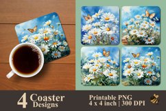 Daisy Flower And Butterfly Coaster Sublimation Designs Product Image 1