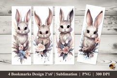 Cute Flower Bunny Bookmarks Sublimation Design Product Image 1