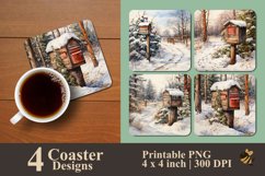 Winter Mailbox Coaster Sublimation Designs Product Image 1