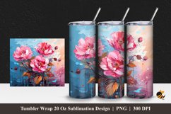 Painting Floral Tumbler Wrap Sublimation Design 1 Product Image 1