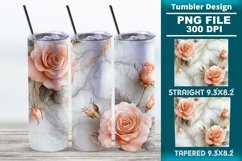 3D Rose Tumbler 20oz skinny wrap design, Tumbler design Product Image 1