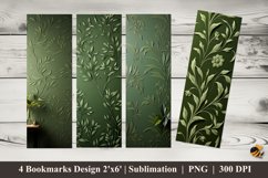 Green Leaves Art Bookmarks Sublimation Design Product Image 1