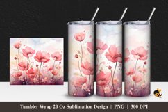 Painting Flower Tumbler Wrap Sublimation Design 1 Product Image 1