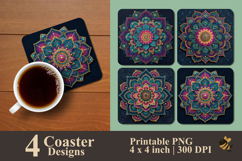 Elegant And Symmetrical Mandala Coaster Sublimation Design Product Image 1