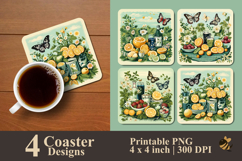 Spring Picnic Illustration Coaster Sublimation Design Product Image 1