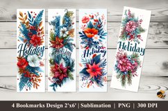 Holiday Floral Design Bookmarks Sublimation Design Product Image 1