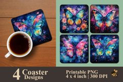 Colorful Butterfly Coaster Sublimation Designs Product Image 1