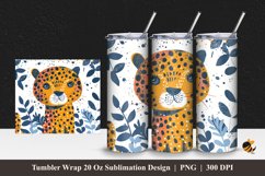 Cute Jaguar Tumbler Wrap Sublimation Design 1 Product Image 1