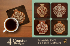 Minimalist Folk Art Illustration Coaster Sublimation Design Product Image 1