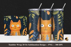 Orange Cat Tumbler Wrap Sublimation Design 1 Product Image 1