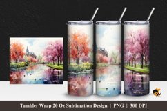 Lake House Tumbler Wrap Sublimation Design 1 Product Image 1