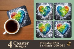 Green Love Marble Coaster Sublimation Designs Product Image 1