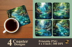 River Forest Coaster Sublimation Design Product Image 1