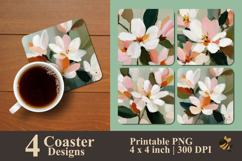 Abstract Magnolia Coaster Sublimation Design Product Image 1