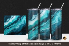 Teal Marble Tumbler Wrap Sublimation Design 1 Product Image 1
