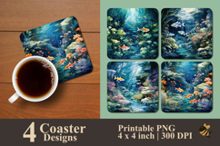 Beauty Fish Under River Coaster Sublimation Design Product Image 1