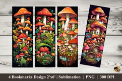 Colorful Mushrooms Bookmarks Sublimation Design Product Image 1