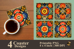 Tropical Floral Art Coaster Sublimation Design Product Image 1