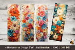 Floral Art Bookmarks Sublimation Design Product Image 1