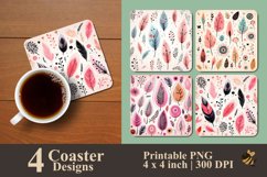 Feather Background Coaster Sublimation Designs Product Image 1