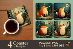 Whimsical Fox In The Forest Coaster Sublimation Design Product Image 1