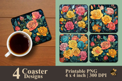 Rose Garden Whimsy Coaster Sublimation Design Product Image 1