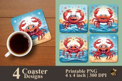 Cute Crab Coaster Sublimation Designs Product Image 1