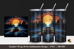 Black Car at Night Tumbler Wrap Sublimation Design 1 Product Image 1