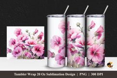 Mallow Flower Tumbler Wrap Sublimation Design 1 Product Image 1